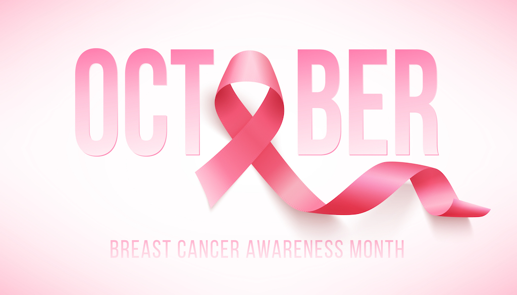 October - breast cancer awareness - month and ribbon