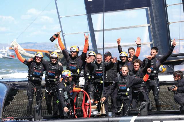 Oracle Team USA  celebrates the victory.
