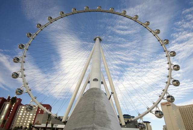 All 28 passenger cabins are now attached to the Las Vegas High Roller, the world’s tallest observation wheel. Photos: Denise Truscello 