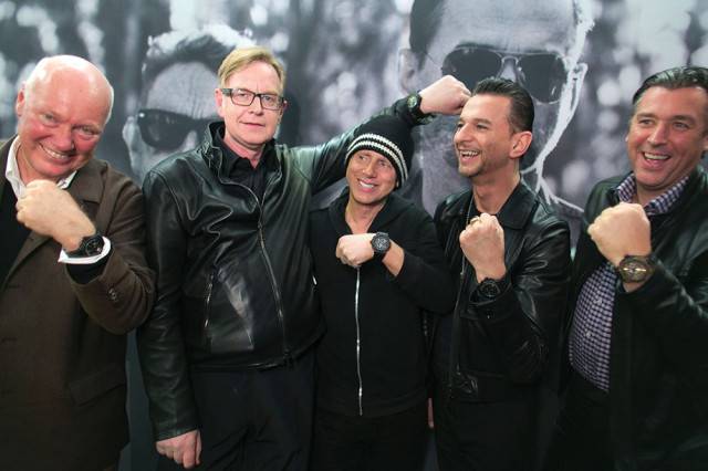 Jean-Claude Biver, Chairman of Hublot (left) and Rick De La Croix (right) with Depeche Mode