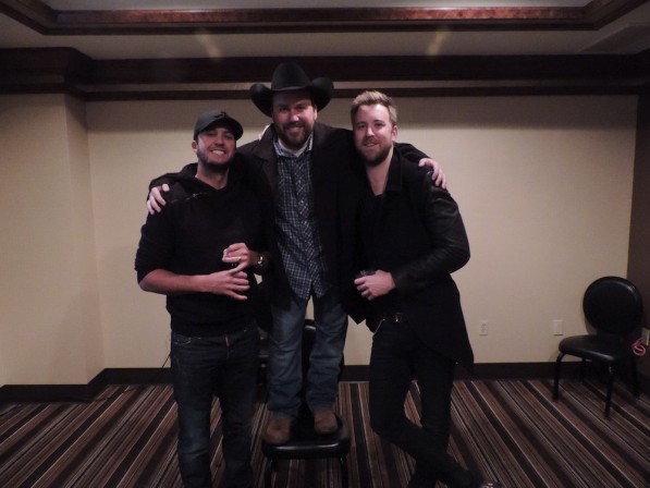 Luke Bryan and Charles Kelly Surprise Comedian Rodney Carrington at MGM Grand - 12.9.13 - Credit MGM Grand