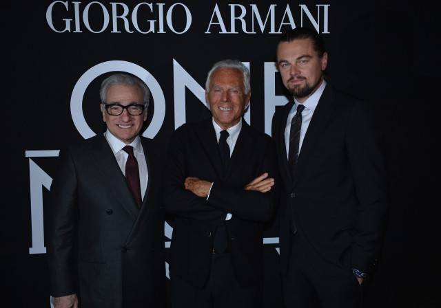 Martin Scorsese Giorgio Armani and Leonardo DiCaprio