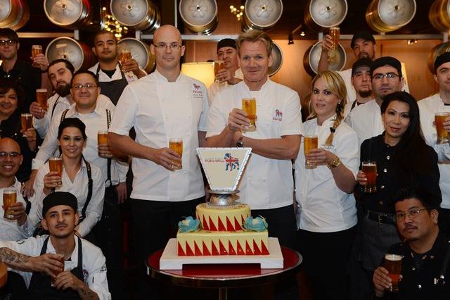 The Gordon Ramsay Pub & Grill team at Caesars Palace toasts to a successful first year. 