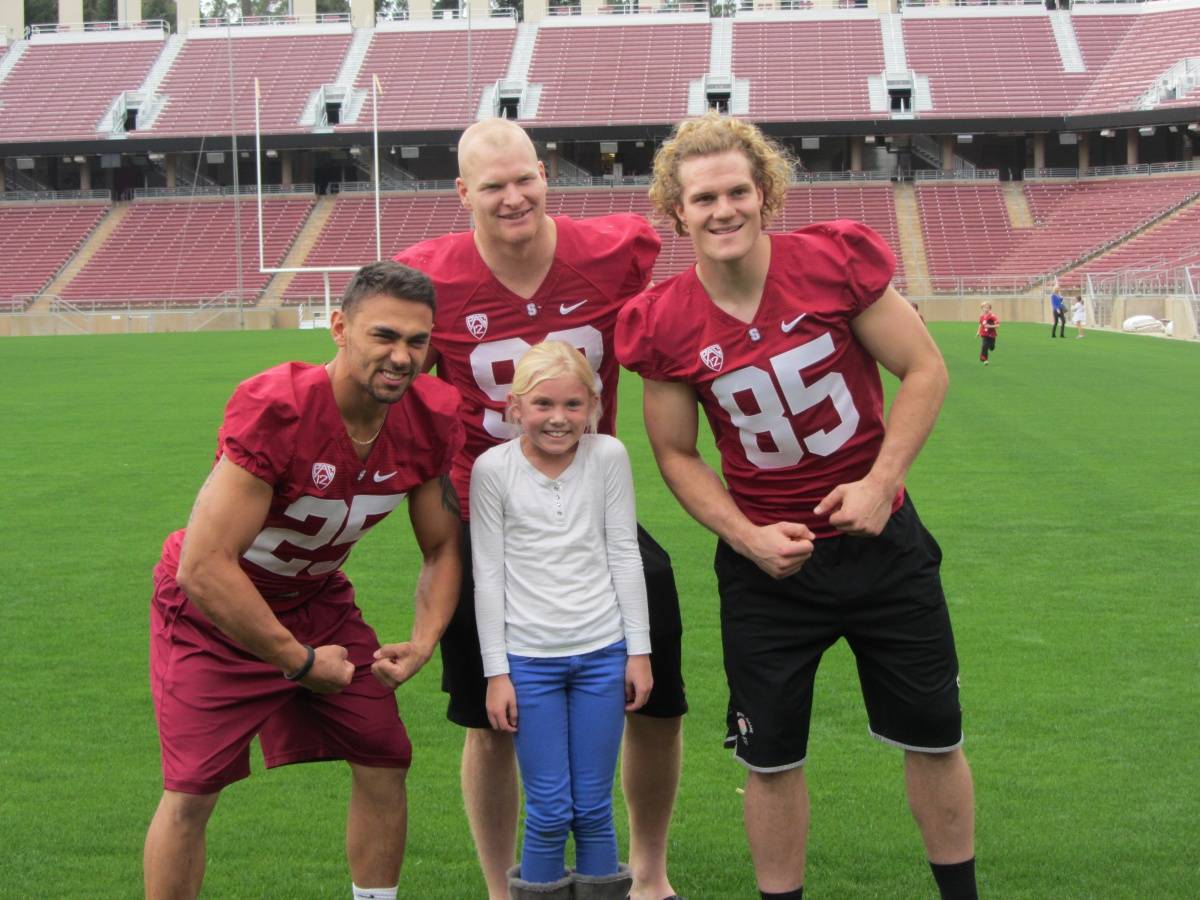 (left) Tyler Gaffney, Trent Murphy (middle), and Ryan Hewitt (right) and Finley Riley.