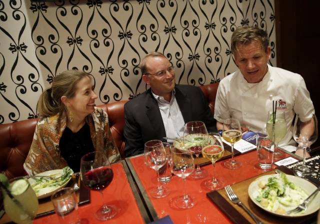 Gordon Ramsay chats with guests at A Scot's Tale Master Series Dinner (credit Isaac Brekken for Bon Appetit)