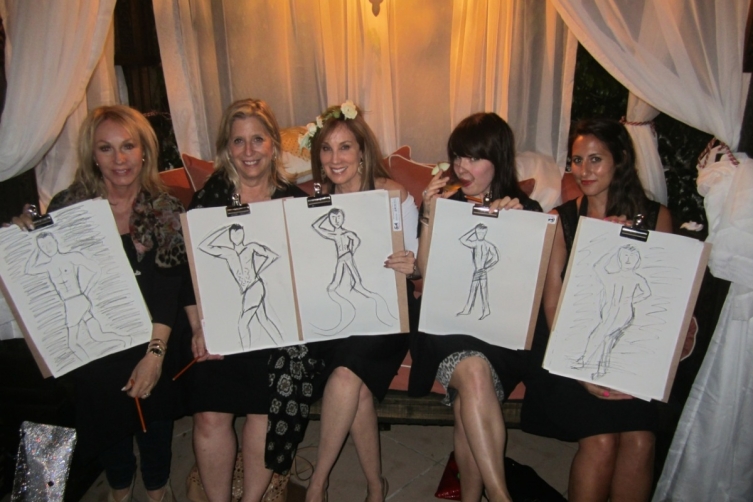 Lea Black, Shelley Fariello, Cindy Cowan, Alexis Woodall and Jehan at “Art Night at Cindy’s”