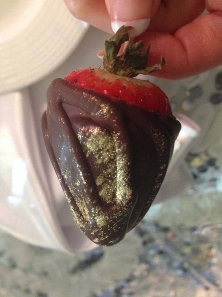 chocolate covered strawberry with gold dust