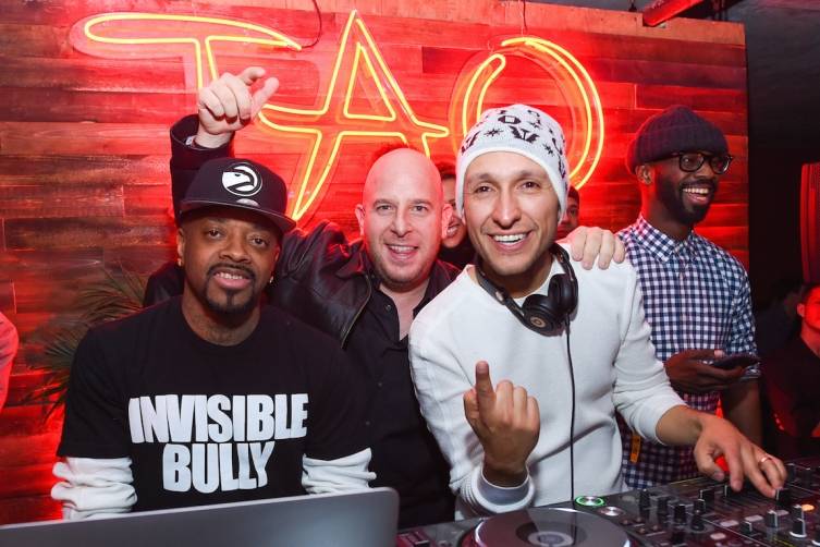 Jermaine Dupri, Noah Tepperberg, and DJ Vice at Elyx presents TAO Nightclub at Sundance. Photos: AP Images