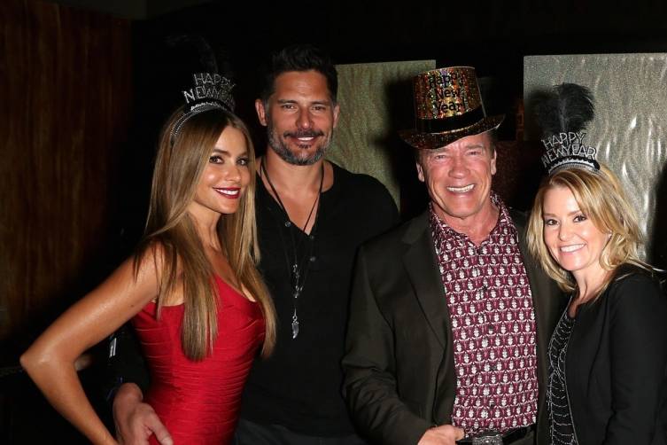 Sofia Vergara, Joe Manganiello, Arnold Schwarzenegger and Heather Milligan celebrate New Year’s Eve together at Planet Hollywood Resort. Photo: Gabe Ginsberg