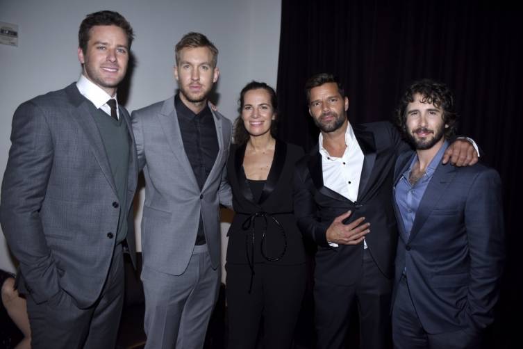 Armie Hammer, Calvin Harris, Roberta Armani, Ricky Martin and Josh Groban hang out at Armani's post-Grammy party 