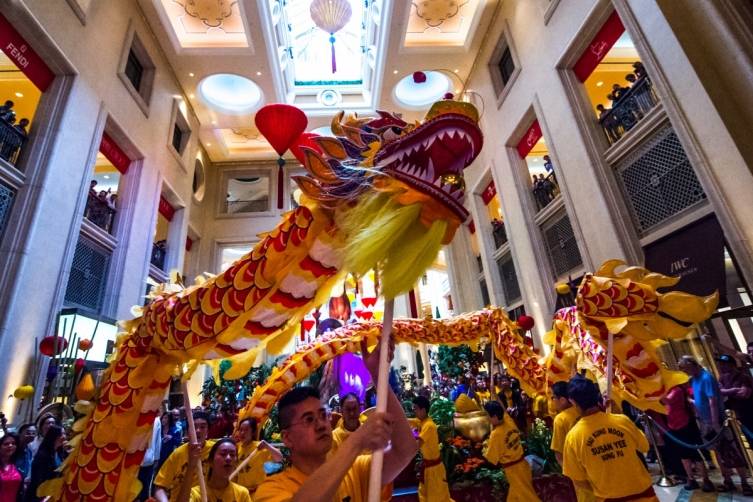 The 2015 Chinese New Year celebration continues in the Waterfall Atrium of The Palazzo