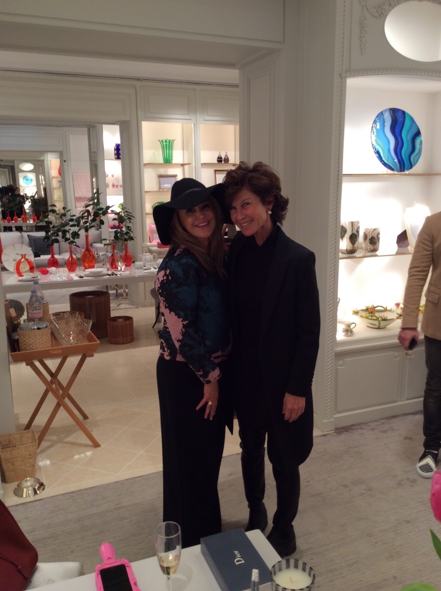 Brenda Zarate with Director of Dior boutique Avenue Montaigne Sylvie Rousseau