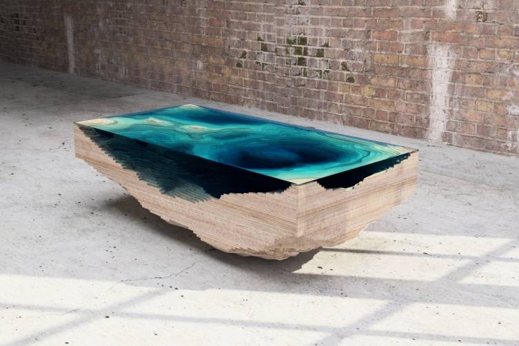 Duffy London, Abyss Table, high grade wood from Forest Stewardship Council managed forests and other controlled sources, glass, (L) 160cm (W) 80cm (H) 46cm, 2014, photo courtesy of Duffy London