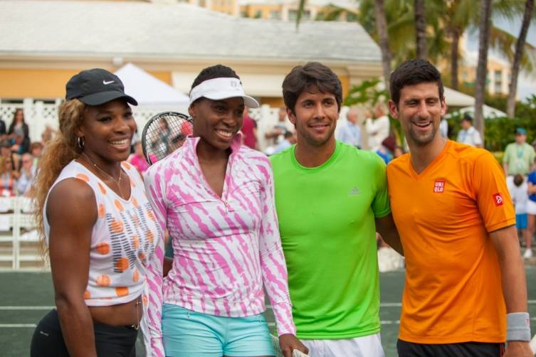 Serena and Venus Williams, player and Novak Djokovic