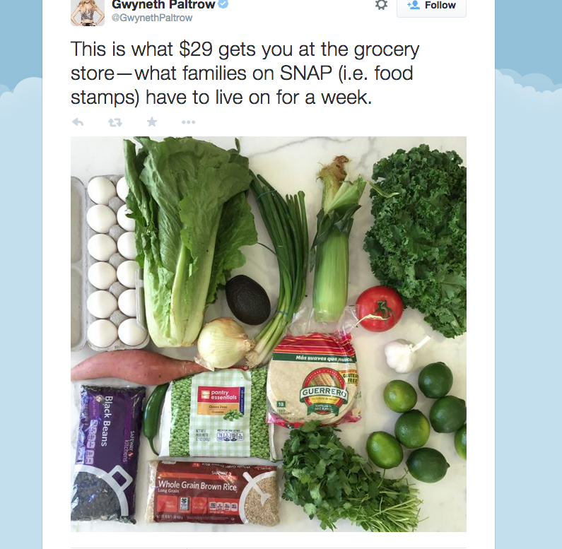 Gwyneth Paltrow's Food Stamp, via twitter