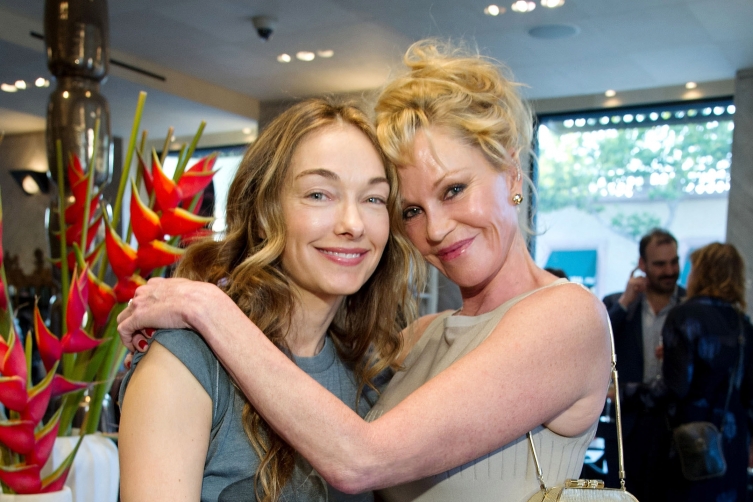 WEST HOLLYWOOD, CA - APRIL 29:  (L-R) Kelly Wearstler and actress Melanie Griffith attend Kelly Wearstler's launch of Regime des Fleurs Perfume at Kelly Wearstler flagship boutique on April 29, 2015 in West Hollywood, California.  (Photo by John Sciulli/Getty Images for Kelly Wearstler, Inc.)