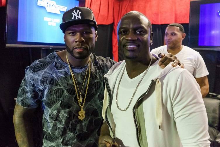 50 Cent and Akon at Knockout Night at the D.