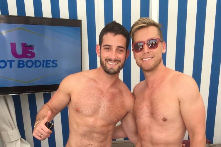 Lance Bass and his husband Michael Turchin party together at Foxtail Pool Club.