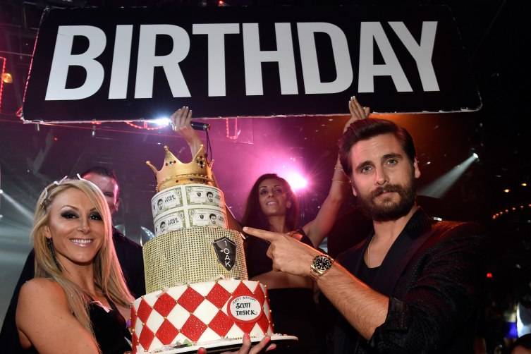 Television personality Scott Disick (right) attends his birthday celebration at 1 OAK Nightclub.