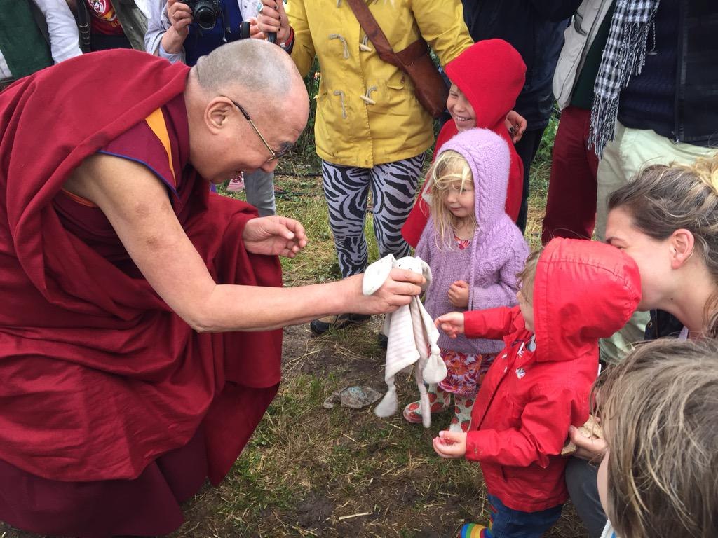  Dalai Lama attends the Glastonbury Festival. 