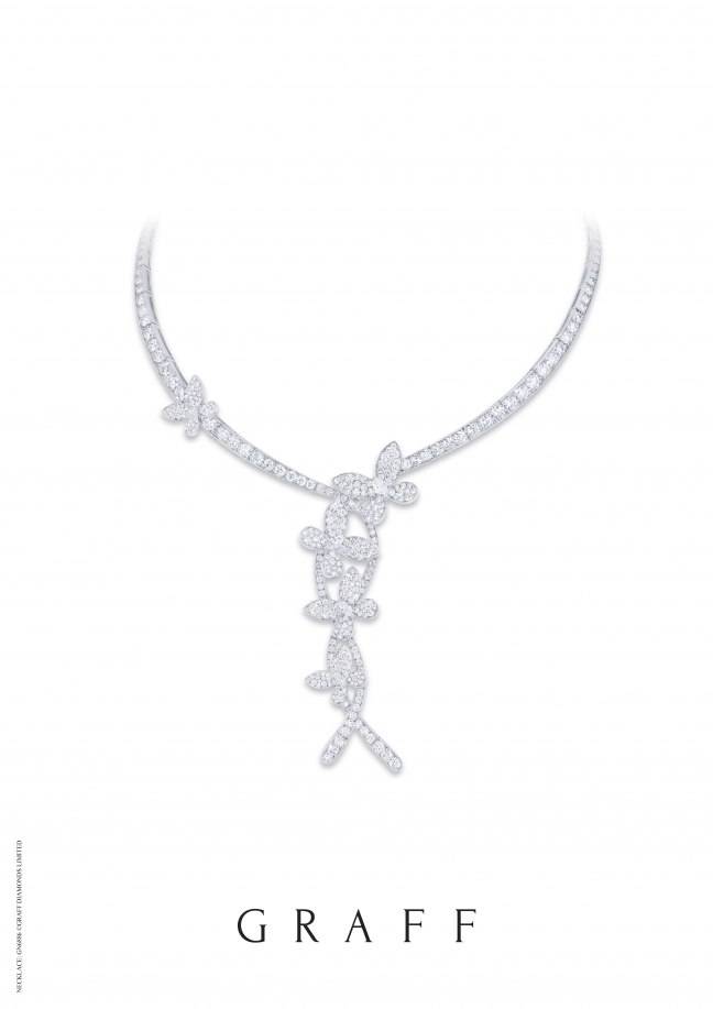 GN6886 Diam pave butterfly twist necklace