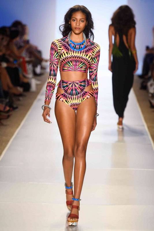 MIAMI BEACH, FL - JULY 19:  A model walks the runway at the Mara Hoffman Swim fashion show during Mercedes-Benz Fashion Week Swim 2015 at The Raleigh at Raleigh Hotel on July 19, 2014 in Miami Beach, Florida.  (Photo by Frazer Harrison/Getty Images for Mercedes-Benz)