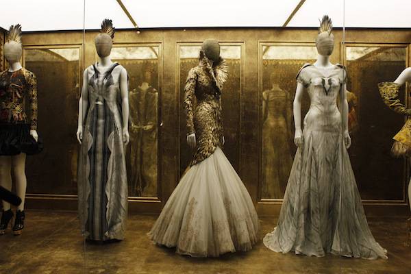 Creations by the late British designer Alexander McQueen are displayed during a preview at the Metropolitan Museum of Art in New York, May 2, 2011. An exhibition of McQueen's creations titled Savage Beauty will be on display at the museum from May 4-July 31, 2011. REUTERS/Finbarr O'Reilly (UNITED STATES - Tags: FASHION SOCIETY) - RTR2LWR6