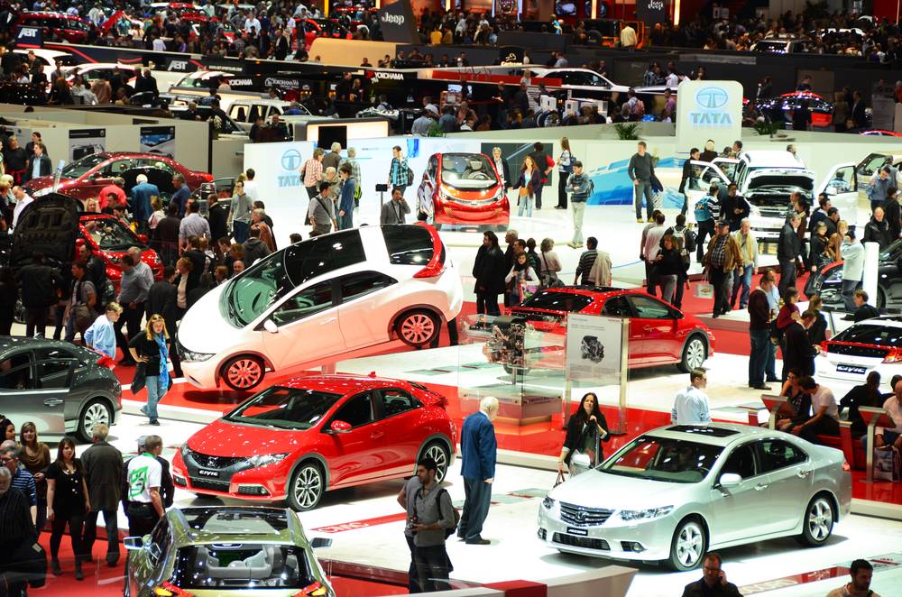 Various makes and models of cars are on display at the 82nd International Motor Show on March 12, 2012 in Geneva, Switzerland.
