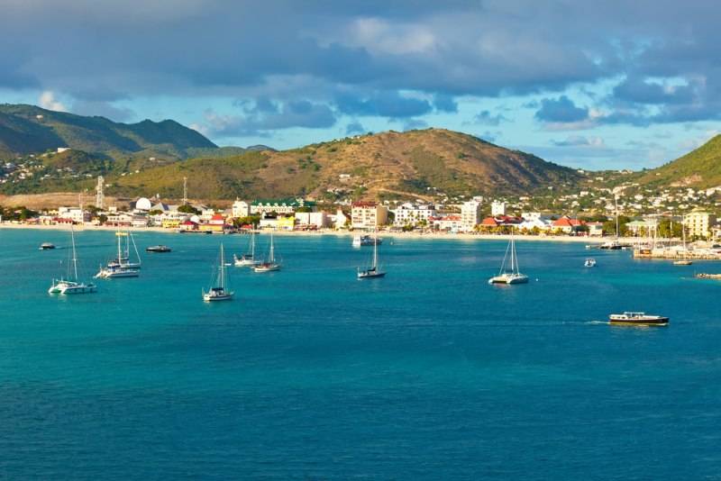 Scenic view of St. Maarten, Dutch-side, in the Caribbean 