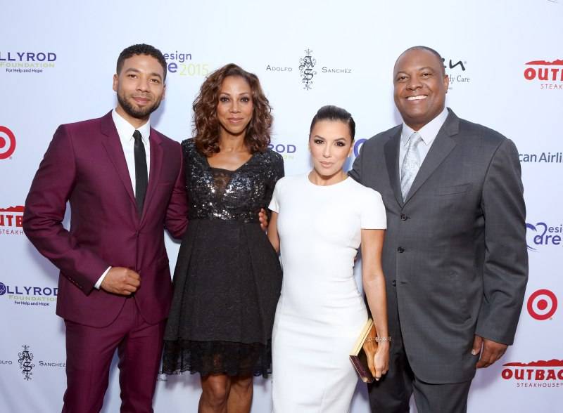 Jussie Smollett, actress Holly Robinson Peete, actress Eva Longoria and host Rodney Peete attend the HollyRod Foundation's 17th annual DesignCare Gala a
