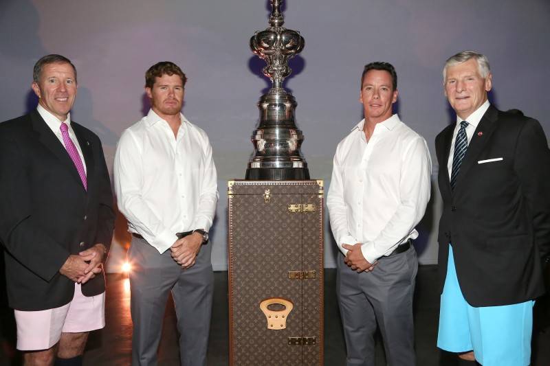 Michael Dunkley, Tom Slingsby, Bob Cassitty, Bill Hanbury attend #RaceToBermudaParty, A Kick-off to The Louis Vuitton America's Cup World Series in Bermuda