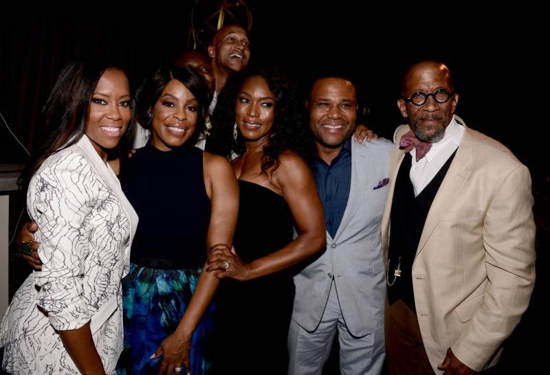 Regina King, from left, Niecy Nash, Angela Bassett, Anthony Anderson, and Reg E. Cathey attend the Television Academy's 67th Emmy Awards Performers Nominee Reception at the Pacific Design Center 