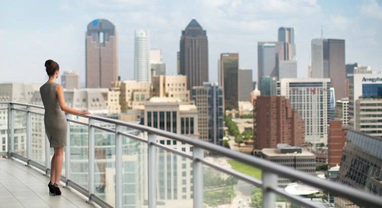 The terraces offer 360 degree views of the Dallas skyline.