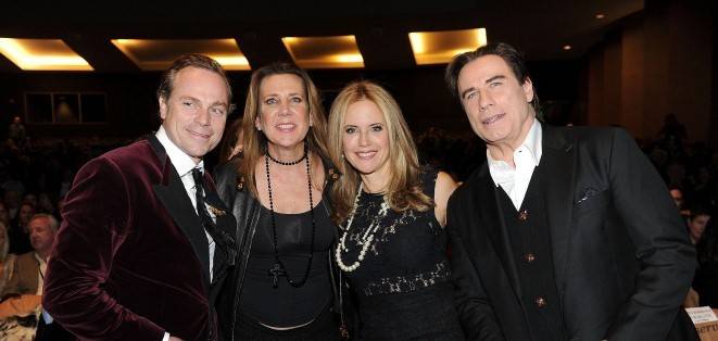 Jean-Charles Boisset, Gina Gallo, Kelly Preston, and John Travolta at the Celebrity Tribute event at the 2015 Napa Valley Film Festival at the Lincoln Theatre.