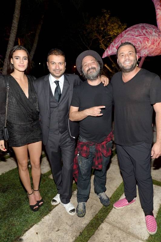 Kamal Hotchandani, Mr. Brainwash and David Grutman attend the Haute Living And Hublot Event At Wayne Boich Residence on December 4, 2015 in Miami, Florida. (Photo by Gustavo Caballero/Getty Images for Haute Living)