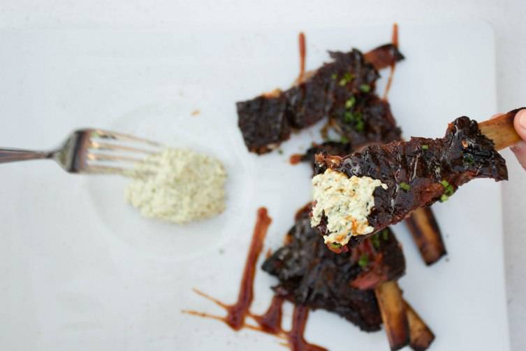 Apeiro - Moroccan Spiced Lamb Ribs with rosemary-fig BBQ sauce and pistachio yogurt 2 - photo credit Eat Pray Photo