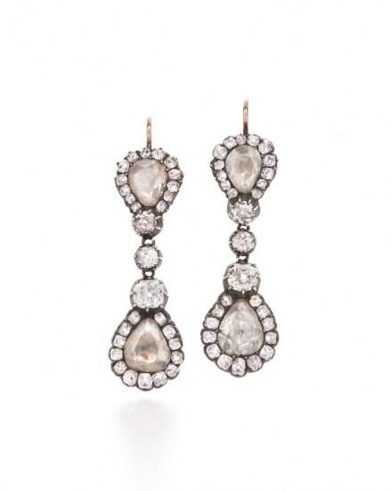 Fred Leighton_Antique Rose-Cut Diamond Drop Earrings_$45000