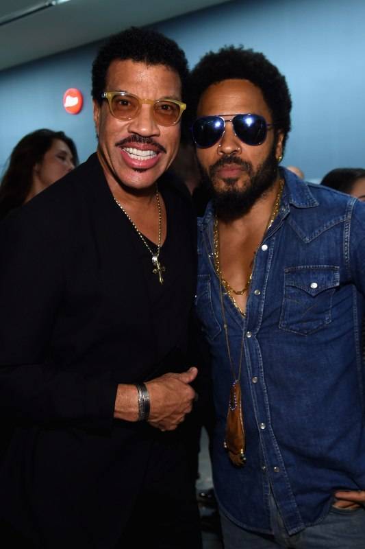MIAMI, FL - DECEMBER 01: Lionel Richie and Lenny Kravitz attend the Opening of Lenny Kravitz FLASH Photography Exhibition at Miami Design District on December 1, 2015 in Miami, Florida. (Photo by Jamie McCarthy/Getty Images for Forbes PR)