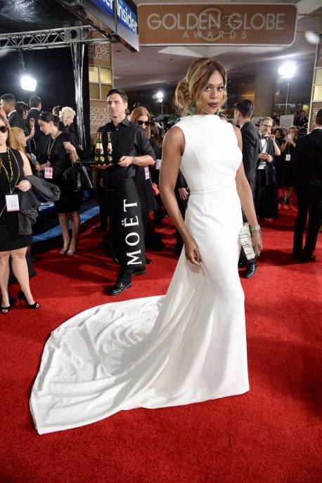 Laverne Cox attends the 73rd Annual Golden Globe Awards held at the Beverly Hilton Hotel 