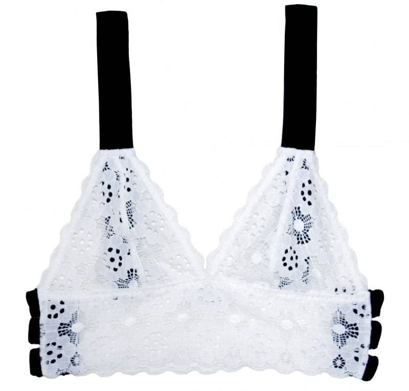 Crochet Lace Longline Triangle Bra_White FLAT