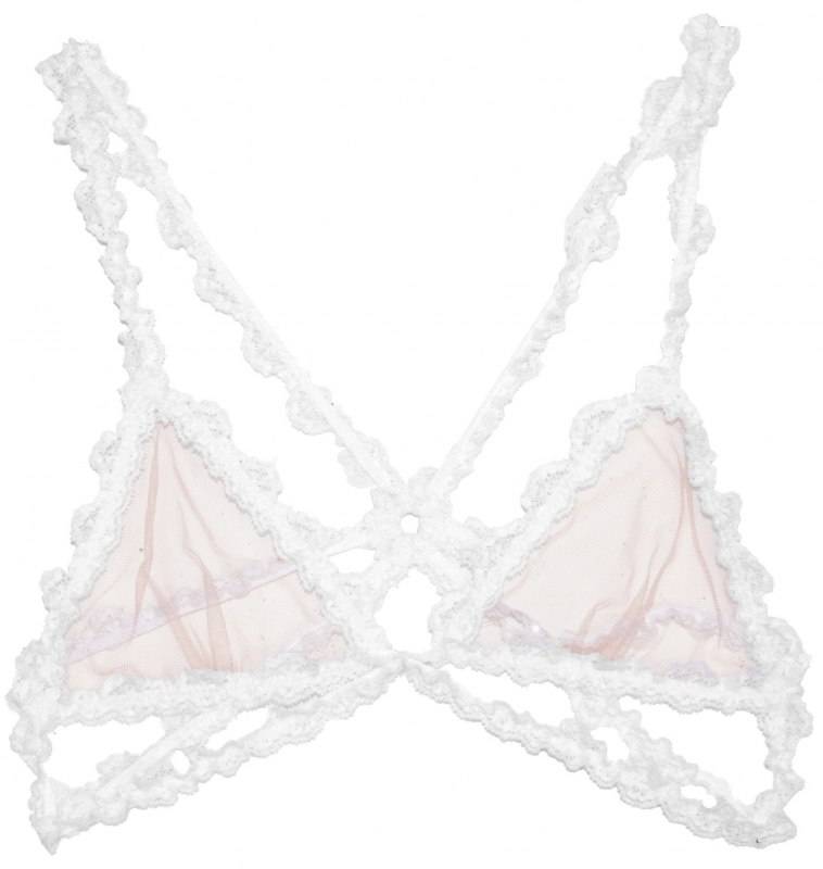 Lace Bondage Triangle Bra_Ivory FLAT