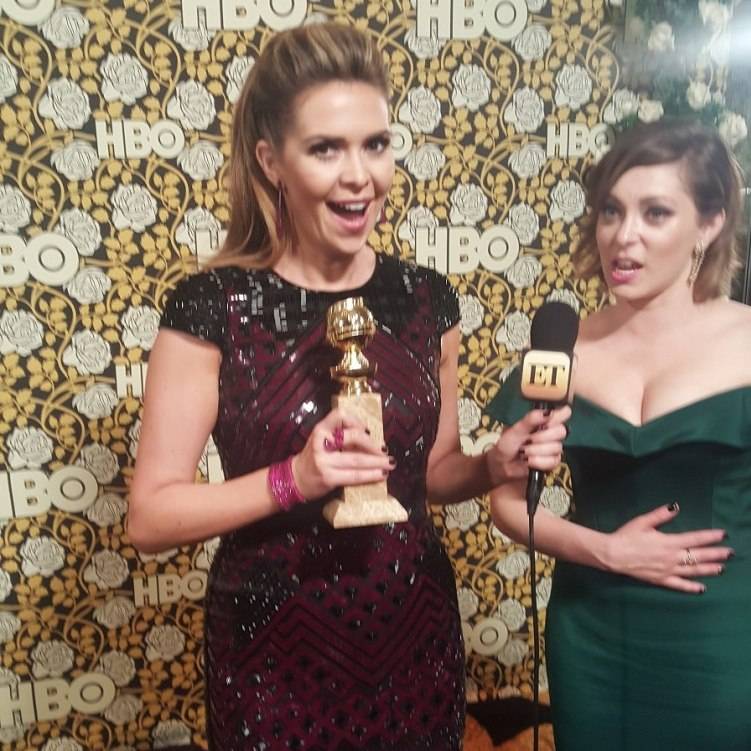 Attempting to abscond with Rachel Bloom's Golden Globe 