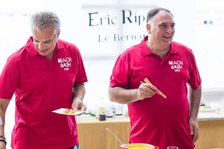 Chef Eric Ripert and Chef Jose Andres at Beach Bash