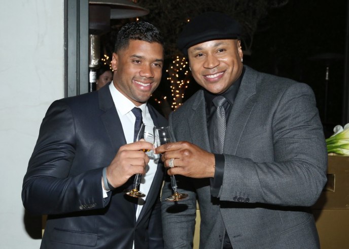 Russell Wilson and LL Cool J attend Hennessy's Grammy party 