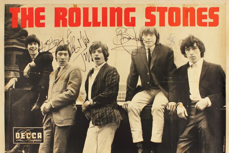 The Rolling Stones, Extremely Rare Large Signed Poster, 1964