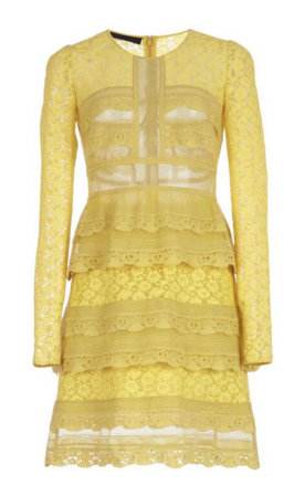 Pale Citrus Tiered Chantilly Lace Shift by Burberry.