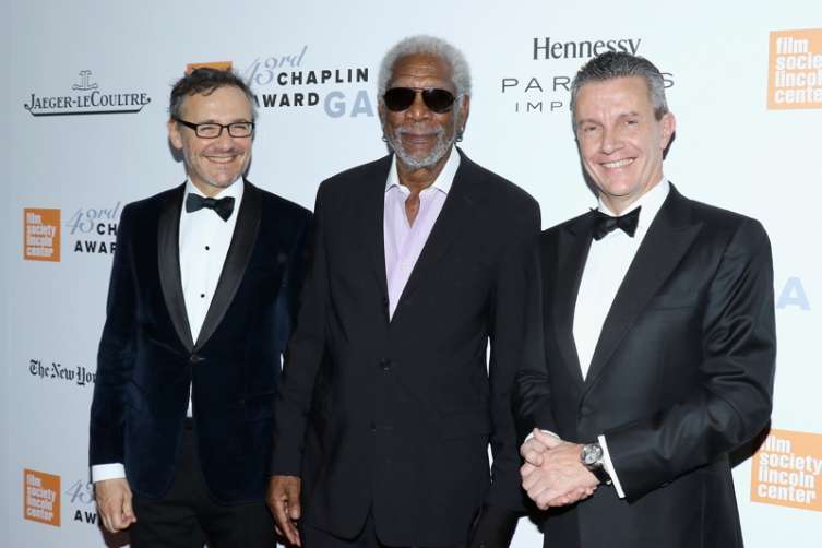 Laurent Vinay, Morgan Freeman, and-Daniel Riedo at the gala.