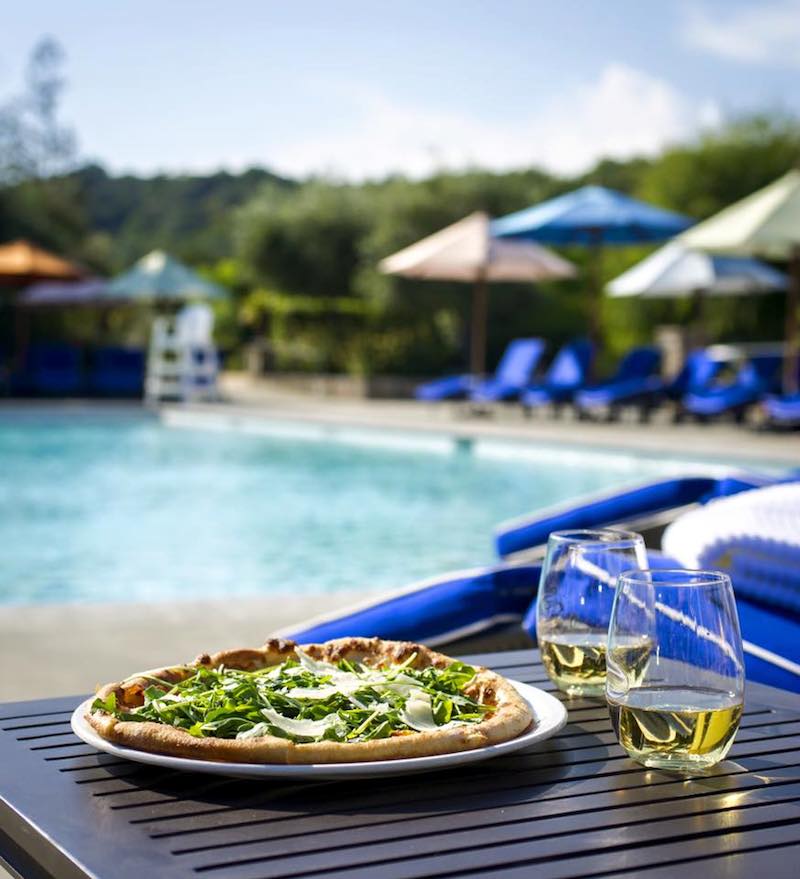 A pizza from the Pool Cafe at Francis Ford Coppola Winery.