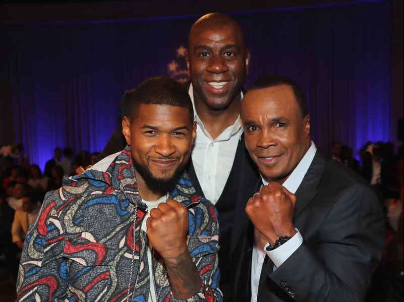 Usher, Magic Johnson and Sugar Ray Leonard attend B. Riley & Co. and Sugar Ray Leonard Foundation's 7th Annual "Big Fighters, Big Cause" Charity Boxing Night at Dolby Theatre 
