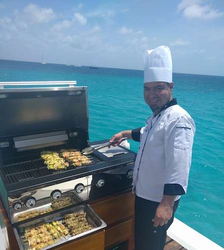 Chef aboard Monforte in Aruba